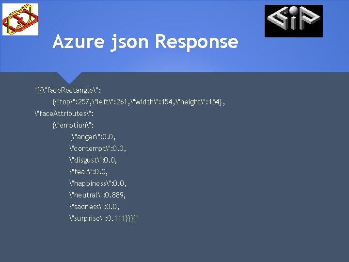 Azure json Response "[{"face. Rectangle": {"top": 257, "left": 261, "width": 154, "height": 154}, "face.