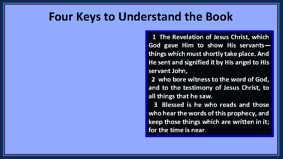 Four Keys to Understand the Book 1 The Revelation of Jesus Christ, which God