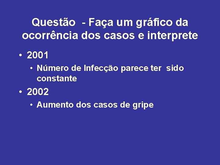 Questão - Faça um gráfico da ocorrência dos casos e interprete • 2001 •