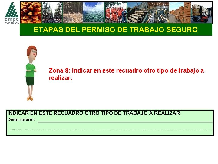ETAPAS DEL PERMISO DE TRABAJO SEGURO Zona 8: Indicar en este recuadro otro tipo