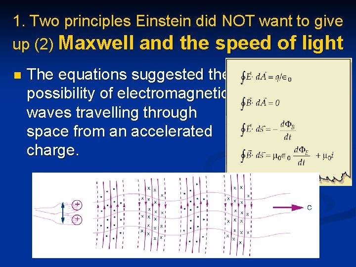 1. Two principles Einstein did NOT want to give up (2) Maxwell and the