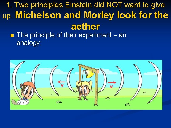 1. Two principles Einstein did NOT want to give up. Michelson and Morley look