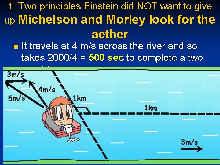 1. Two principles Einstein did NOT want to give up Michelson and Morley look