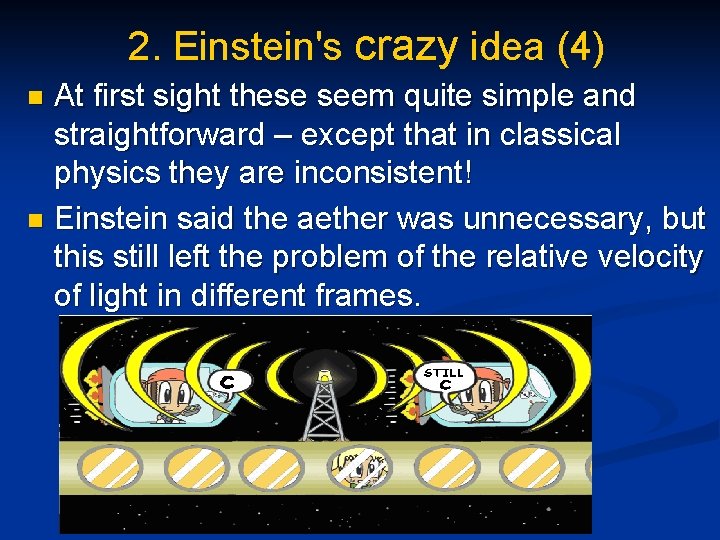 2. Einstein's crazy idea (4) At first sight these seem quite simple and straightforward