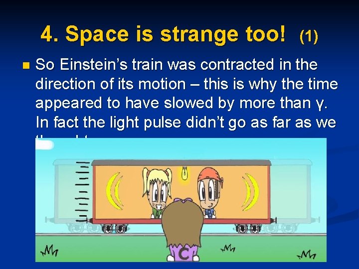 4. Space is strange too! n (1) So Einstein’s train was contracted in the