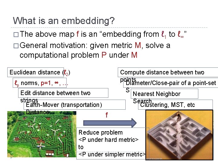 What is an embedding? � The above map f is an “embedding from ℓ