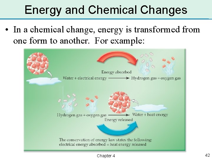 Energy and Chemical Changes • In a chemical change, energy is transformed from one