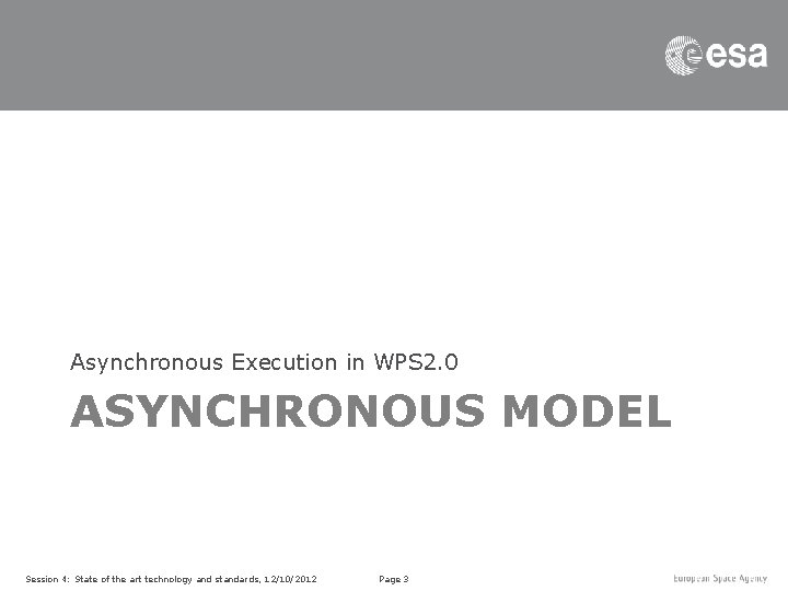 Asynchronous Execution in WPS 2. 0 ASYNCHRONOUS MODEL Session 4: State of the art