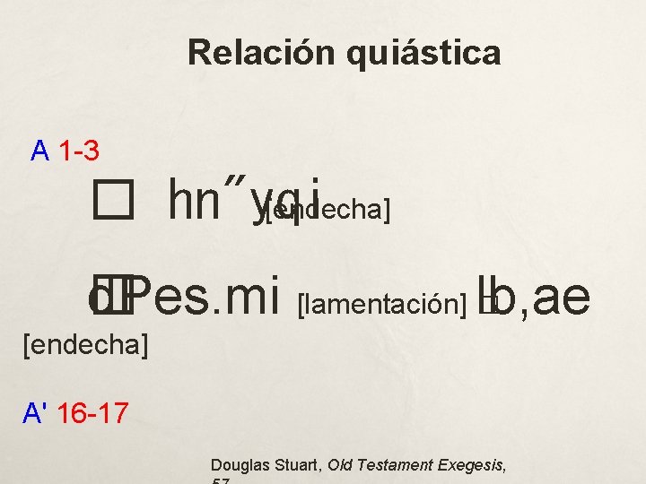 Relación quiástica A 1 -3 � hn"yqi [endecha] d. Pes. mi [lamentación] �lb, ae