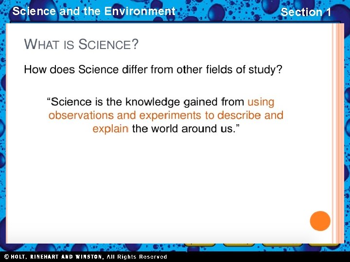 Science and the Environment Section 1 