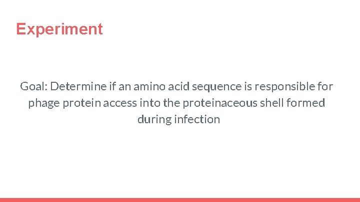 Experiment Goal: Determine if an amino acid sequence is responsible for phage protein access