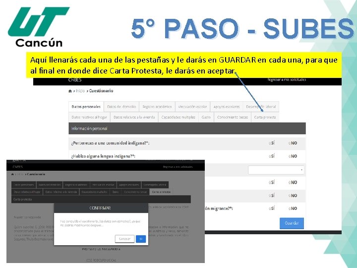 5° PASO - SUBES Aquí llenarás cada una de las pestañas y le darás