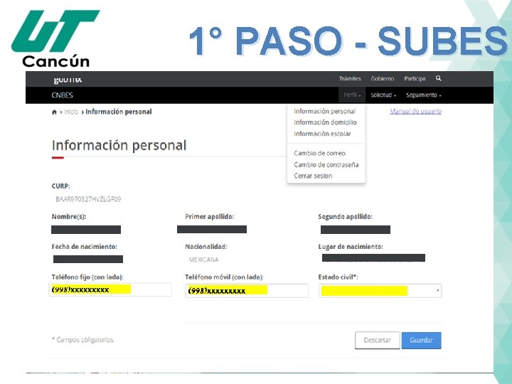 1° PASO - SUBES 