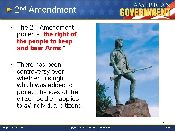 2 nd Amendment • The 2 nd Amendment protects “the right of the people