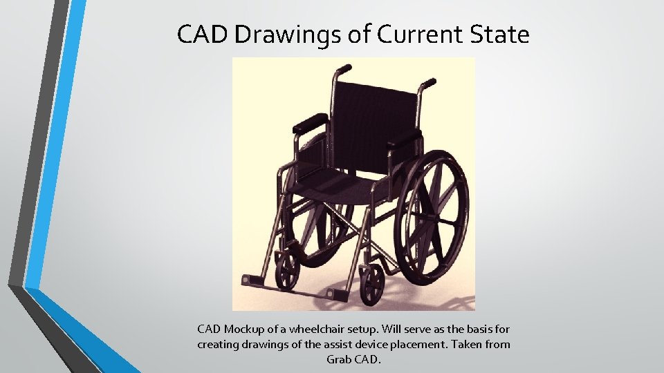 CAD Drawings of Current State CAD Mockup of a wheelchair setup. Will serve as