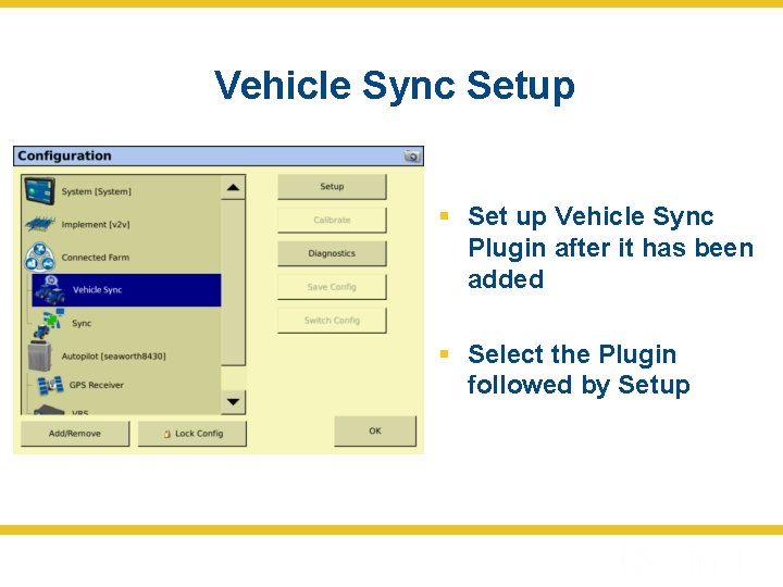 Vehicle Sync Setup § Set up Vehicle Sync Plugin after it has been added