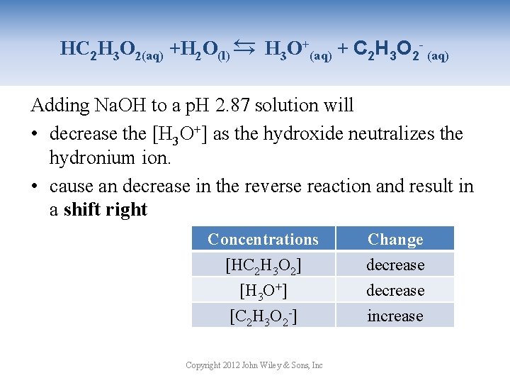 → HC 2 H 3 O 2(aq) +H 2 O(l) → H 3 O+(aq)