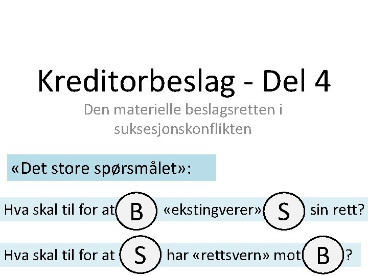 Kreditorbeslag - Del 4 Den materielle beslagsretten i suksesjonskonflikten «Det store spørsmålet» : Hva