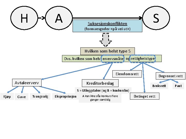 H A S Suksesjonskonflikten (formuesgoder «på vei ut» ) Hvilken som helst type S