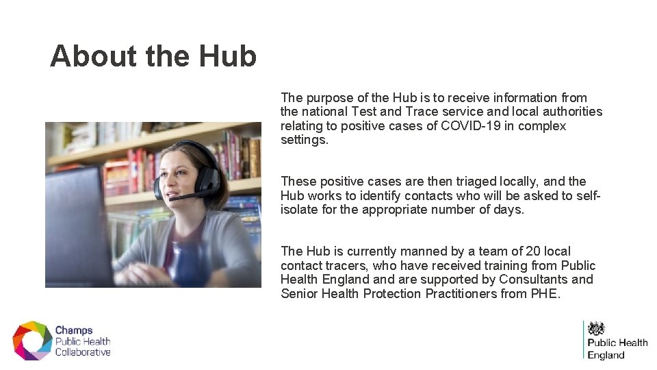 About the Hub The purpose of the Hub is to receive information from the
