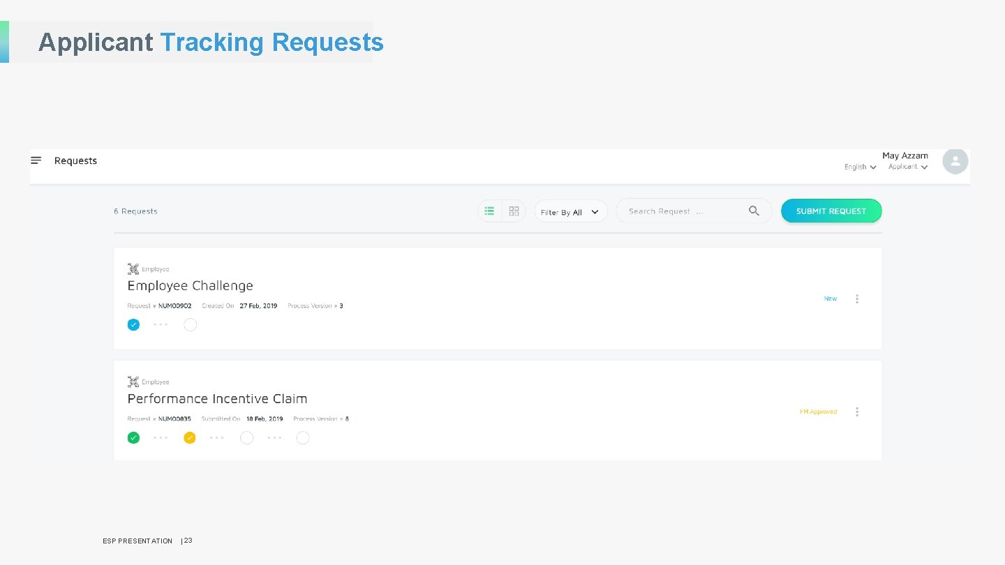 Applicant Tracking Requests ESP PRESENTATION | 23 