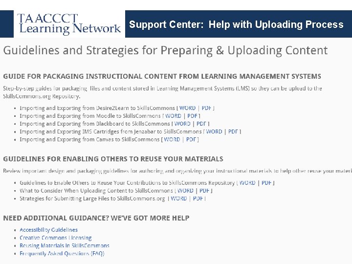 Support Center: Help with Uploading Process 