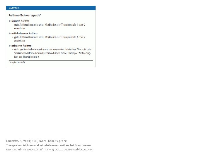 Lommatzsch, Marek; Buhl, Roland; Korn, Stephanie Therapie von leichtem und mittelschwerem Asthma bei Erwachsenen