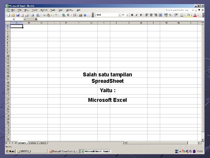 Salah satu tampilan Spread. Sheet Yaitu : Microsoft Excel 