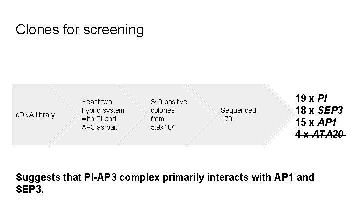 Clones for screening c. DNA library Yeast two hybrid system with PI and AP