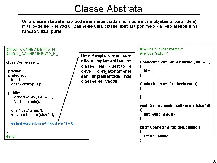 Classe Abstrata Uma classe abstrata não pode ser instanciada (i. e. , não se