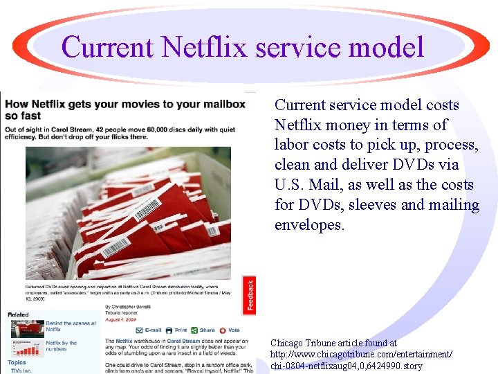 Current Netflix service model Current service model costs Netflix money in terms of labor