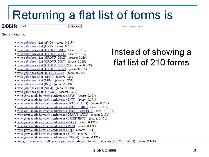 Returning a flat list of forms is unclear Instead of showing a flat list