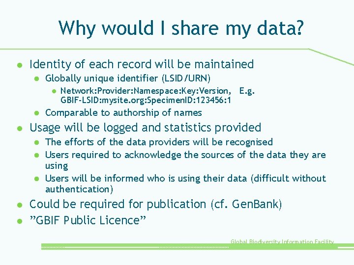 Why would I share my data? l Identity of each record will be maintained