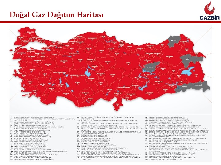 Doğal Gaz Dağıtım Haritası 