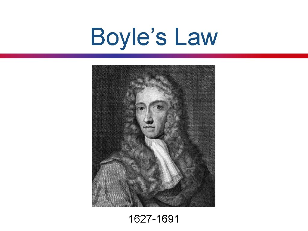 Boyle’s Law 1627 -1691 