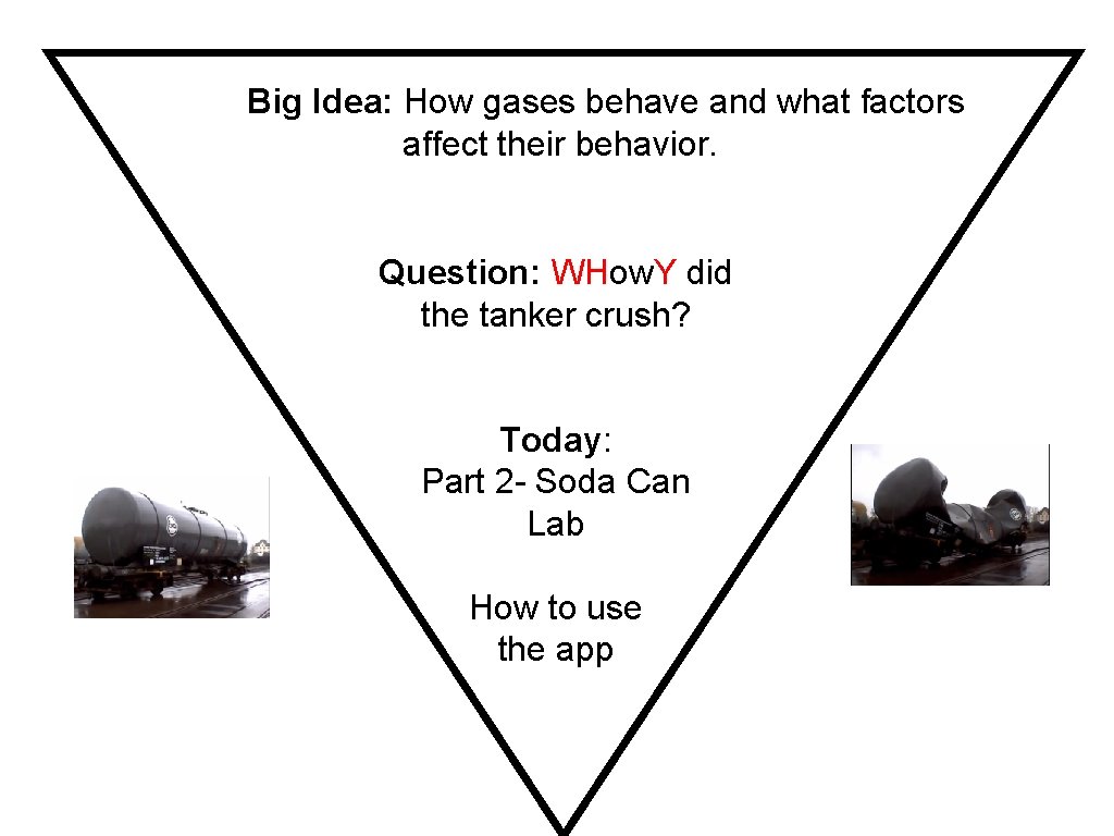 Big Idea: How gases behave and what factors affect their behavior. Question: WHow. Y