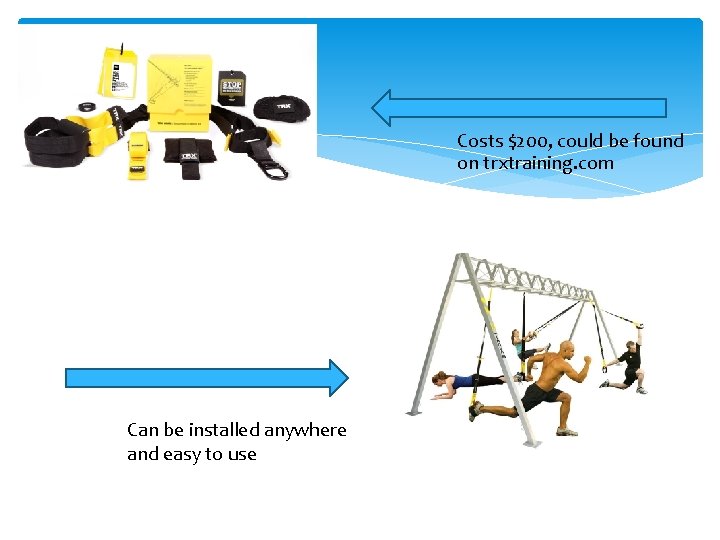 Costs $200, could be found on trxtraining. com Can be installed anywhere and easy
