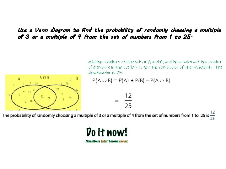 Use a Venn diagram to find the probability of randomly choosing a multiple of