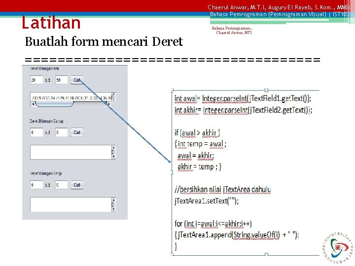 Latihan Chaerul Anwar, M. T. I, Augury El Rayeb, S. Kom. , MMSI. Bahasa