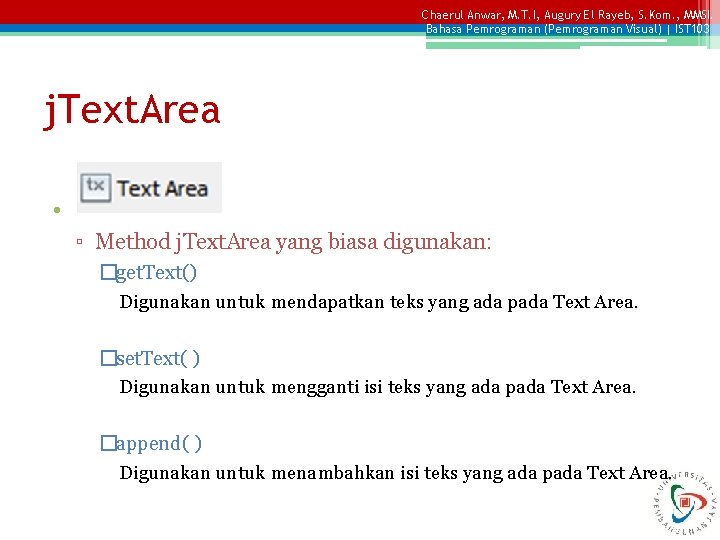 Chaerul Anwar, M. T. I, Augury El Rayeb, S. Kom. , MMSI. Bahasa Pemrograman