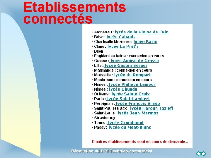 Etablissements connectés Retour au début Rénovation du BTS Technico-commercial 