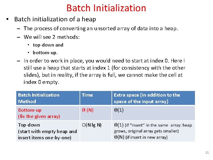 Batch Initialization • Batch initialization of a heap – The process of converting an