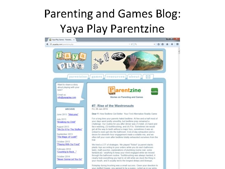 Parenting and Games Blog: Yaya Play Parentzine 