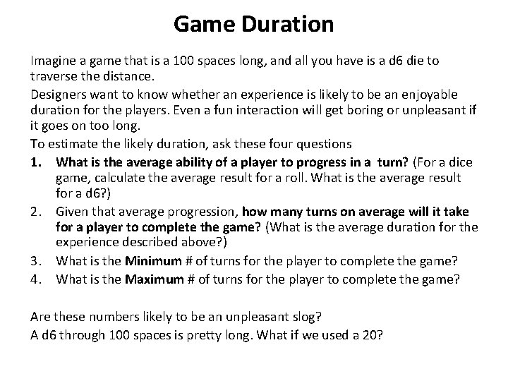 Game Design LESSON 5 Game Length Considerations Tabletop
