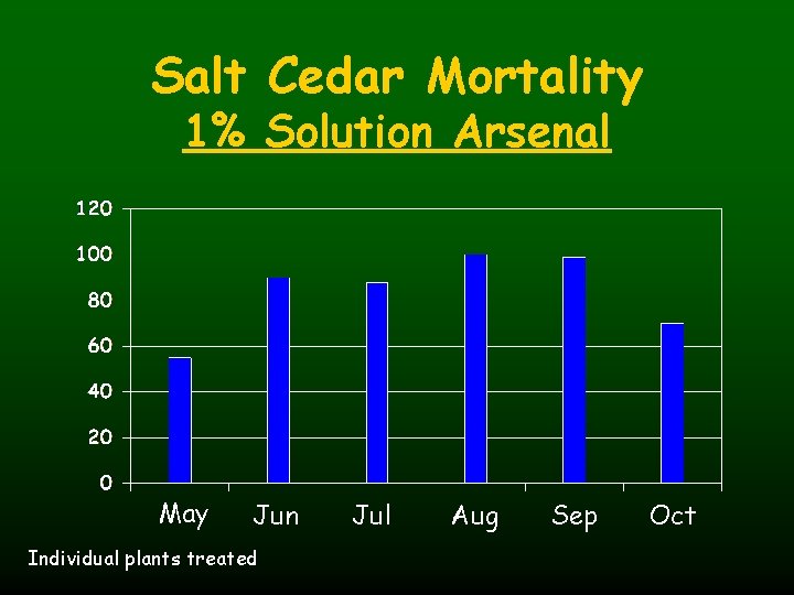 Salt Cedar Mortality 1% Solution Arsenal May Jun Individual plants treated Jul Aug Sep