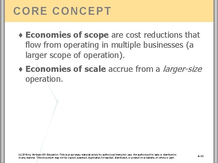 CORE CONCEPT ♦ Economies of scope are cost reductions that flow from operating in