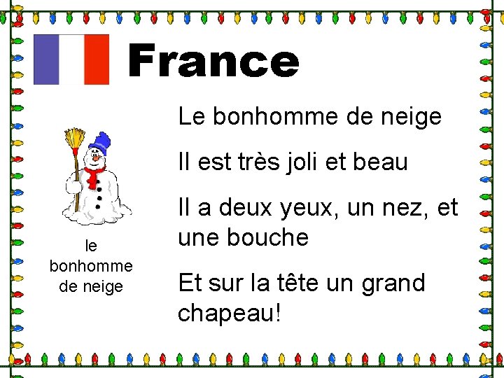 France Le bonhomme de neige Il est très joli et beau le bonhomme de