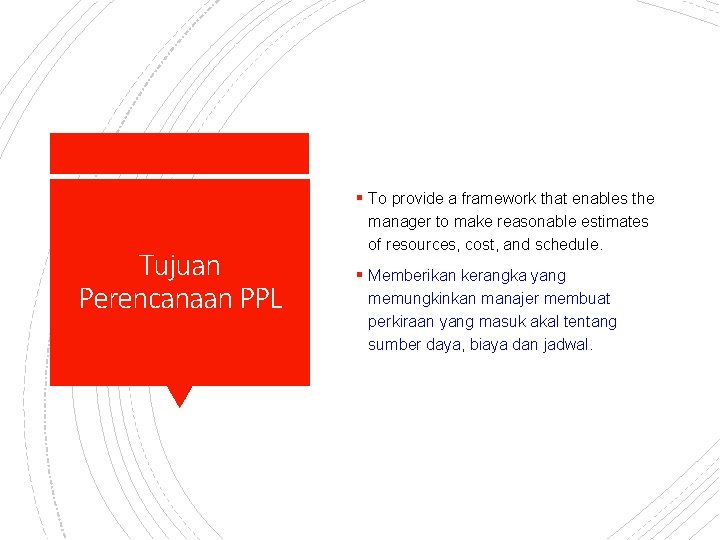 § To provide a framework that enables the Tujuan Perencanaan PPL manager to make