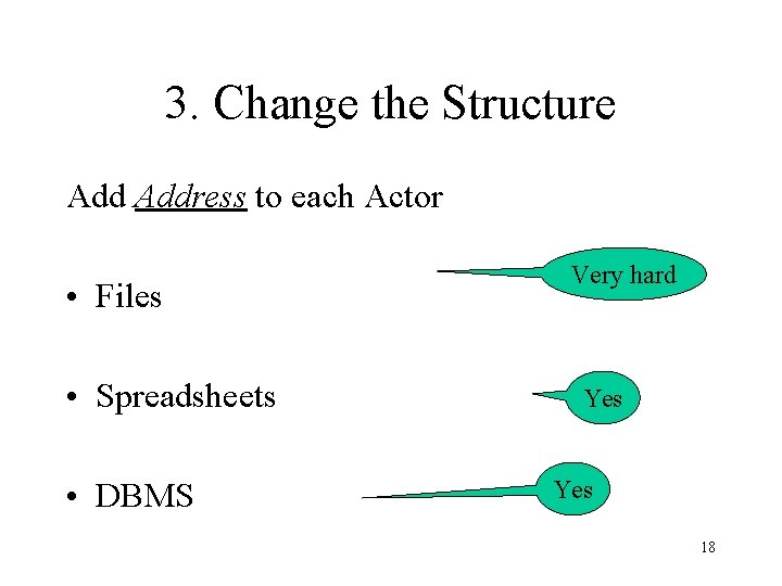 3. Change the Structure Address to each Actor • Files • Spreadsheets • DBMS
