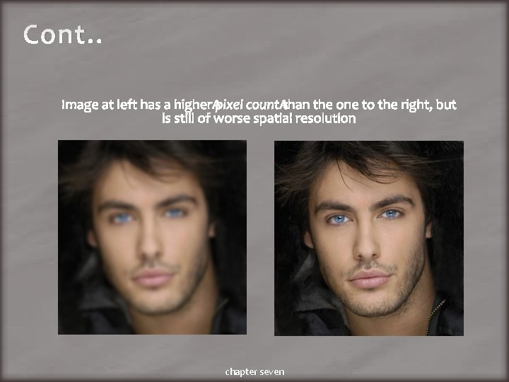 Cont. . Image at left has a higher pixel count than the one to